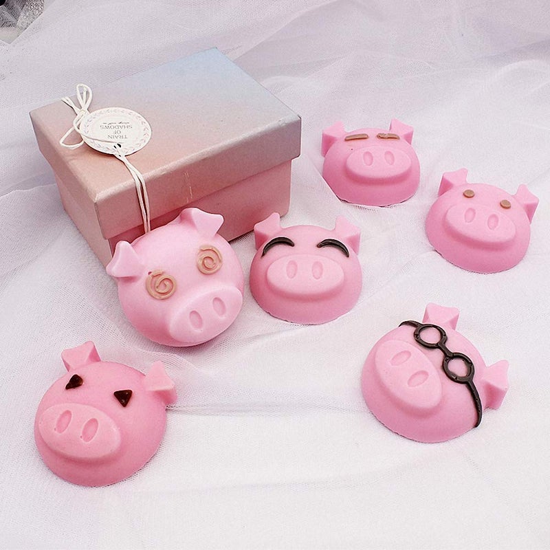 HiParty 2Pcs 6 Cavity Pig Cake Mold, Piggy Baking Pan Silicone Chocolate Candy Gummy Fat Bomb Jello Shot Mold Mini Soap Crayon Beeswax Melt Mold Ice Cube Trays - Image 4